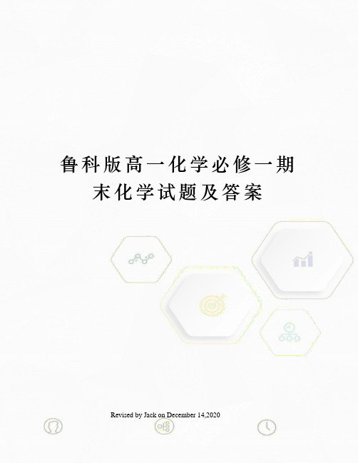 鲁科版高一化学必修一期末化学试题及答案