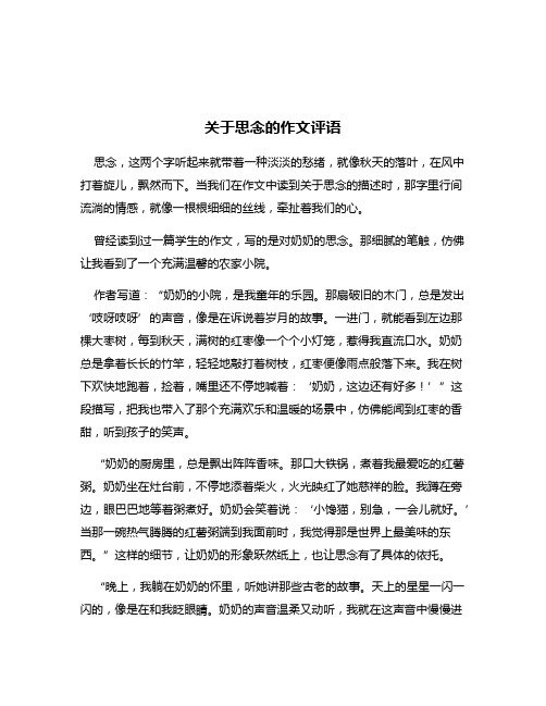 关于思念的作文评语