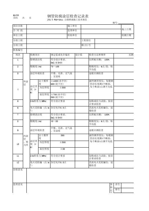 钢管防腐涂层检查记录表-2