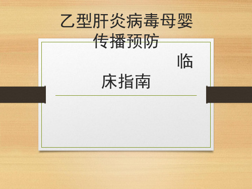 乙型肝炎病毒母婴PPT课件