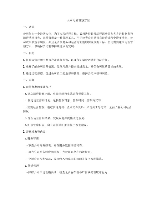 公司运营督察方案