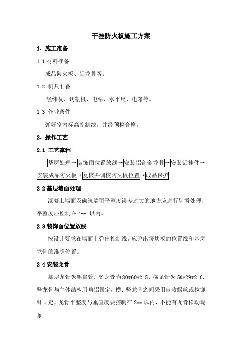 防火板干挂安装施工方案