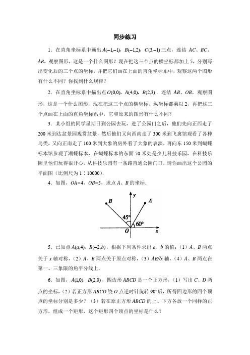 《轴对称与坐标变化》同步练习2