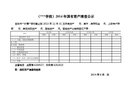中小学学校固定资产公示汇总模板
