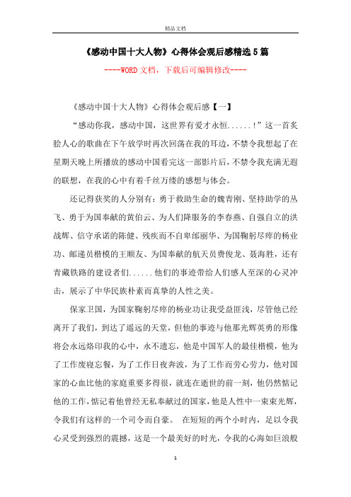 《感动中国十大人物》心得体会观后感精选5篇