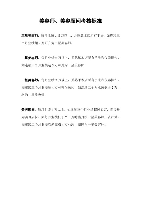 美容师、美容顾问考核标准