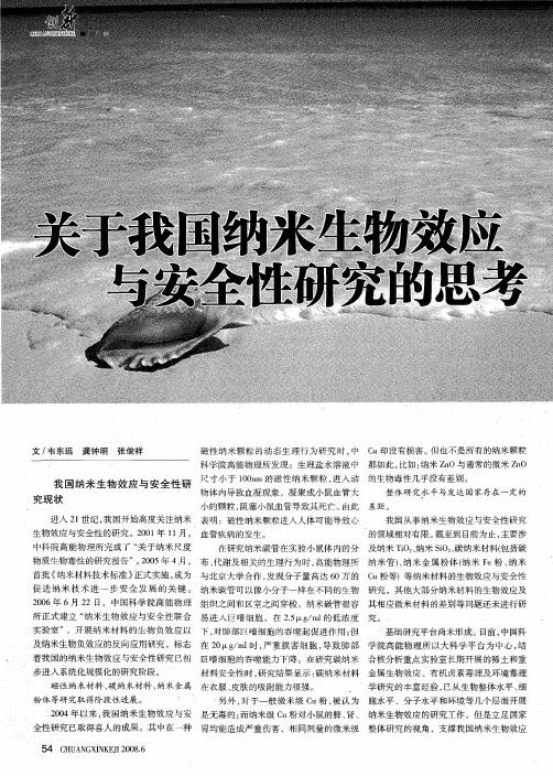 关于我国纳米生物效应与安全性研究的思考