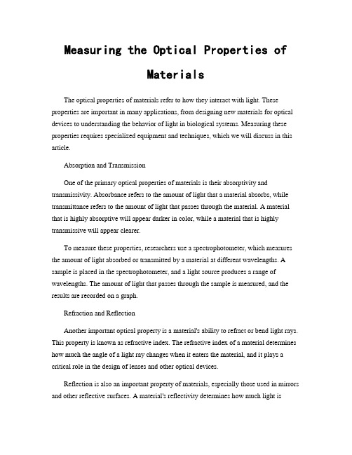 Measuring the Optical Properties of Materials