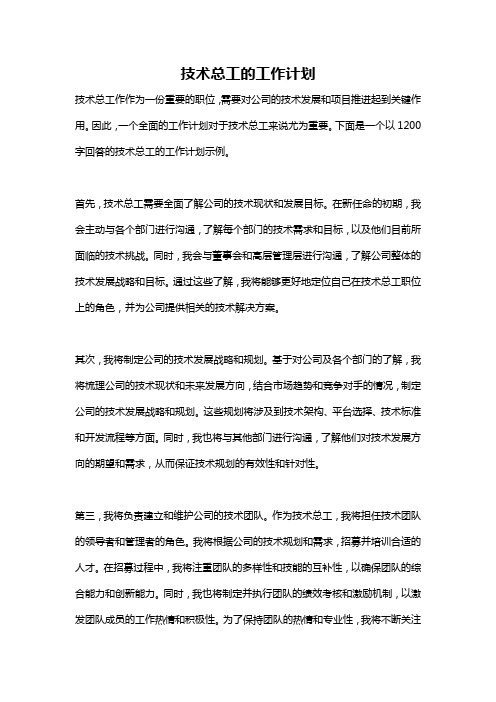 技术总工的工作计划