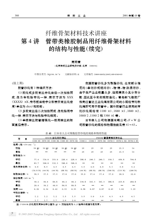 纤维骨架材料技术讲座  第4讲  管带类橡胶制品用纤维骨架材料的结构与性能续完