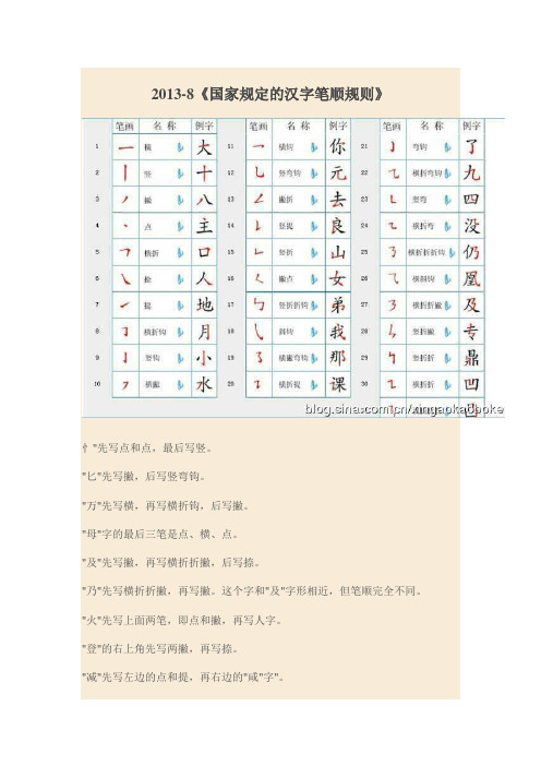 2013-8《国家规定的汉字笔顺规则》