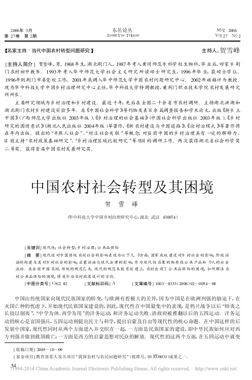 中国农村社会转型及其困境_贺雪峰