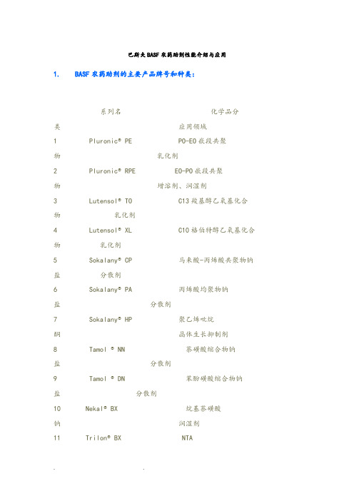 巴斯夫BASF农药助剂性能的介绍与应用