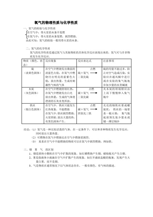 氧气的物理性质与化学性质
