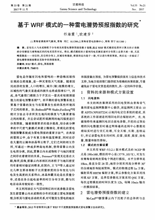 基于WRF模式的一种雷电潜势预报指数的研究