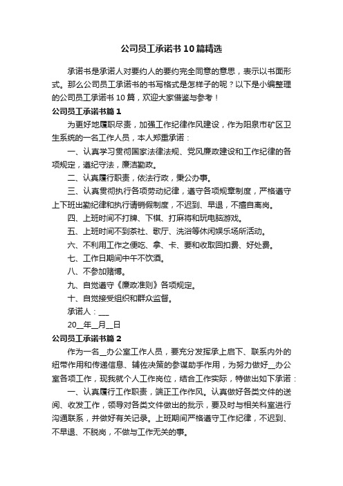 公司员工承诺书10篇精选