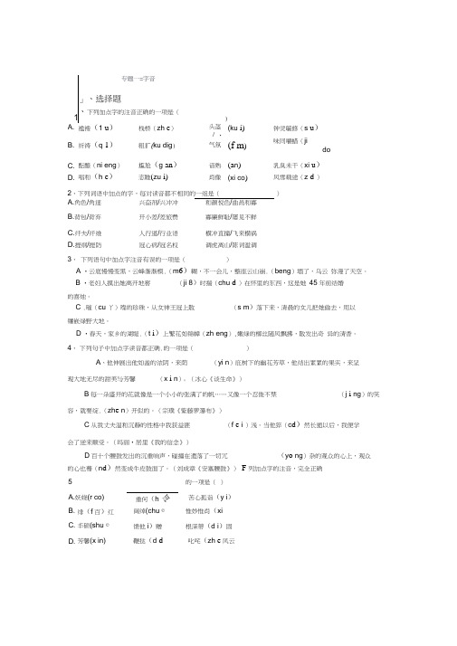中考语文专题训练：字音【含答案解析】