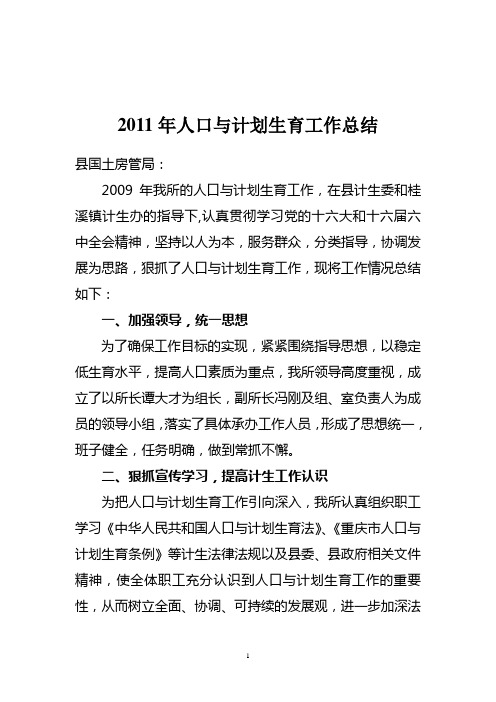 09年计生工作总结