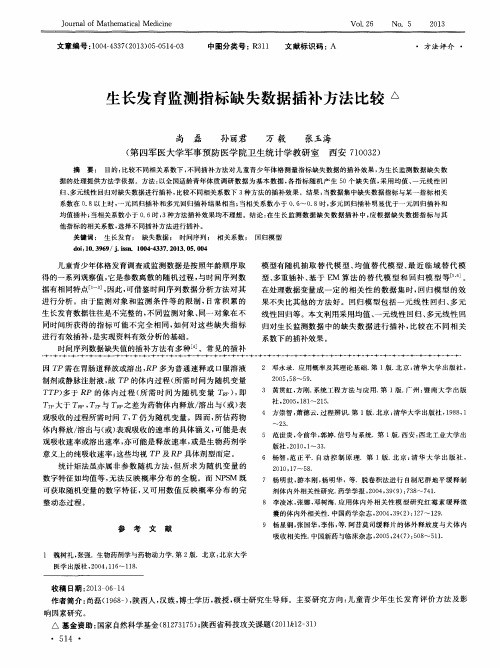 生长发育监测指标缺失数据插补方法比较