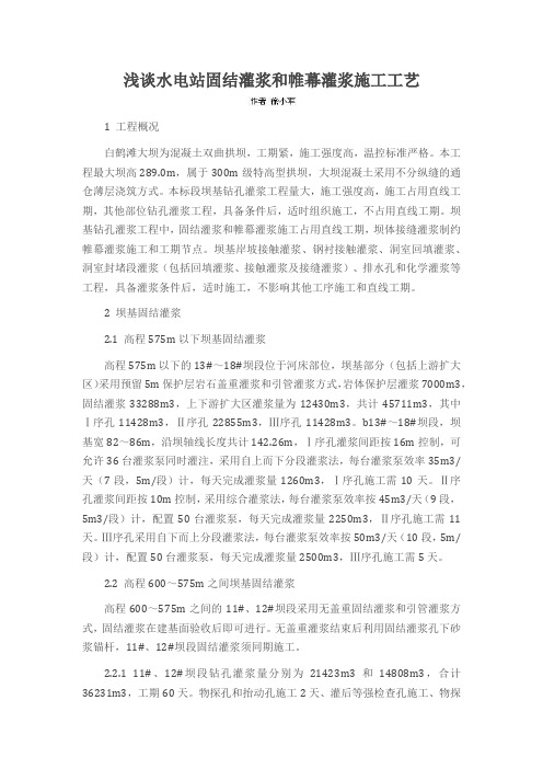 浅谈水电站固结灌浆和帷幕灌浆施工工艺