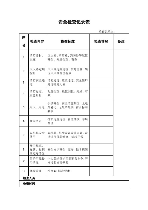 日常安全检查记录表