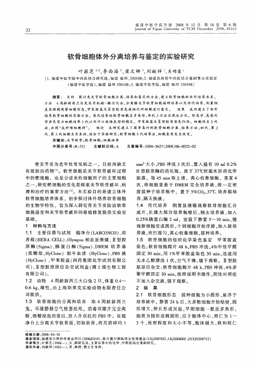 软骨细胞体外分离培养与鉴定的实验研究