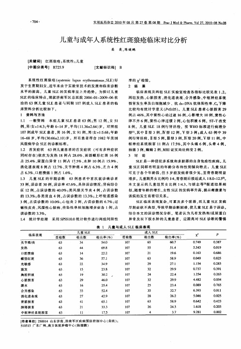 儿童与成年人系统性红斑狼疮临床对比分析