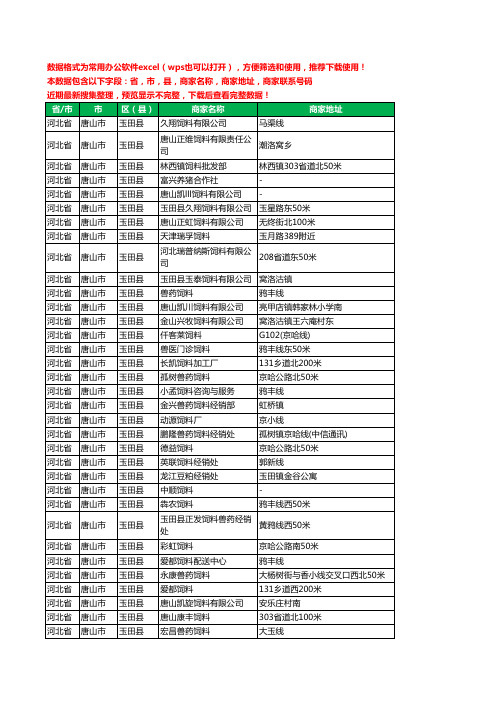 2020新版河北省唐山市玉田县饲料工商企业公司商家名录名单黄页联系电话号码地址大全64家