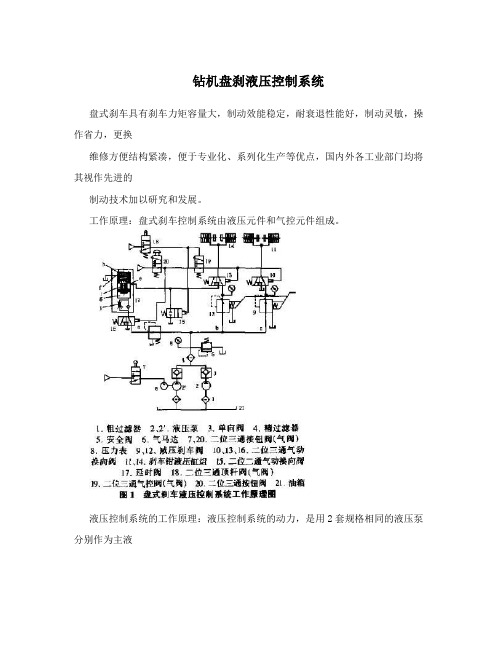 钻机盘刹液压控制系统