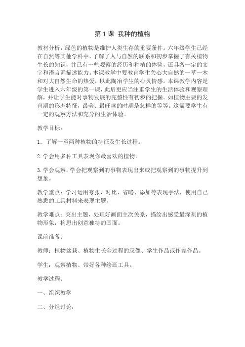苏少版美术六上《我种的植物》教学设计