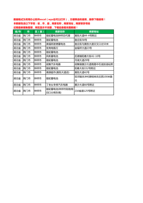 2020新版湖北省荆门市钟祥市蓄电池工商企业公司商家名录名单黄页联系电话号码地址大全13家