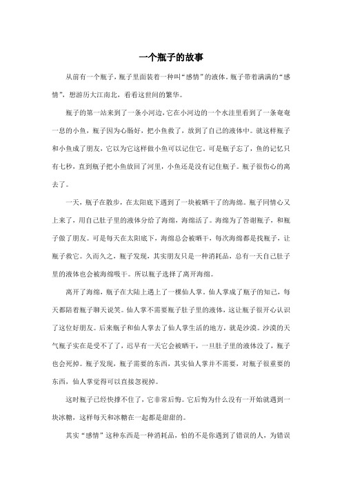 一个瓶子的故事_初中初一作文700字