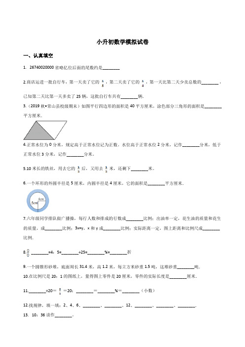 西师大版六年级下册数学小升初试卷含答案