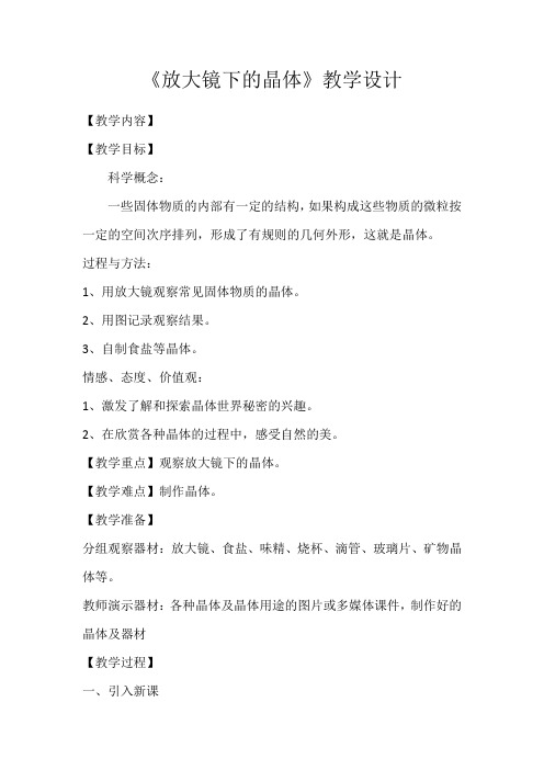 《放大镜下的晶体》教学设计
