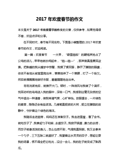 2017年欢度春节的作文