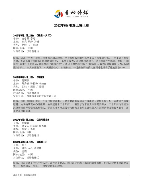 2012年6月电影上映计划及剧情简介