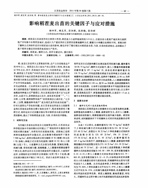 影响稻茬麦出苗的关键因子与应对措施