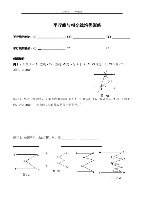 平行线与相交线培优训练