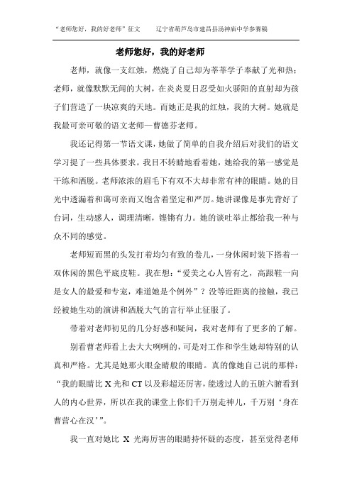 “老师您好,我的好老师”征文