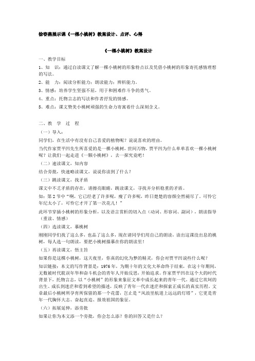 展示课—一棵小桃树教案设计、点评、心得