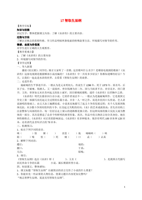 九年级语文上册 17《智取生辰纲》教学案(无答案)(新版)新人教版