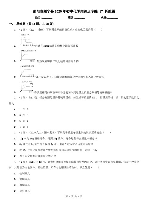 邵阳市绥宁县2020年初中化学知识点专练 17 折线图