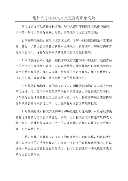 用什么方法学文言文更直观形象高效