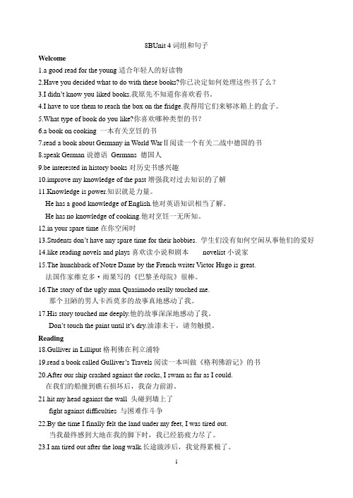 8b unit4 词组表