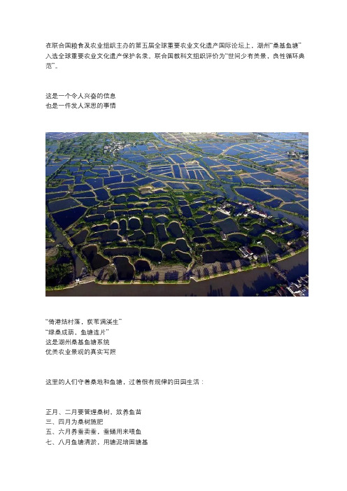 “桑基鱼塘” ——生态文明的典范
