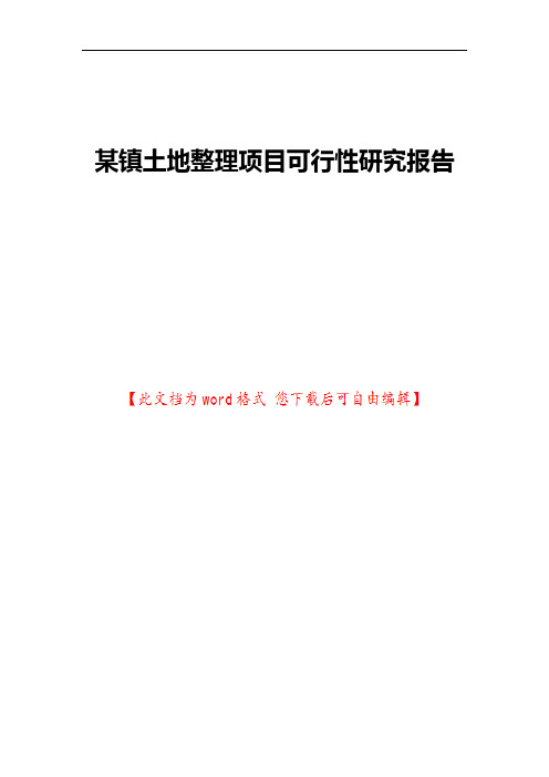 某镇土地整理项目可行性研究报告