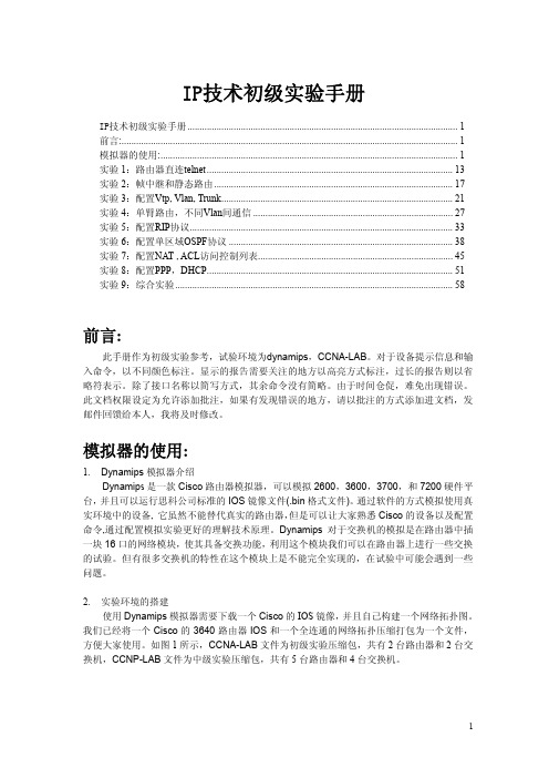 IP技术初级实验手册