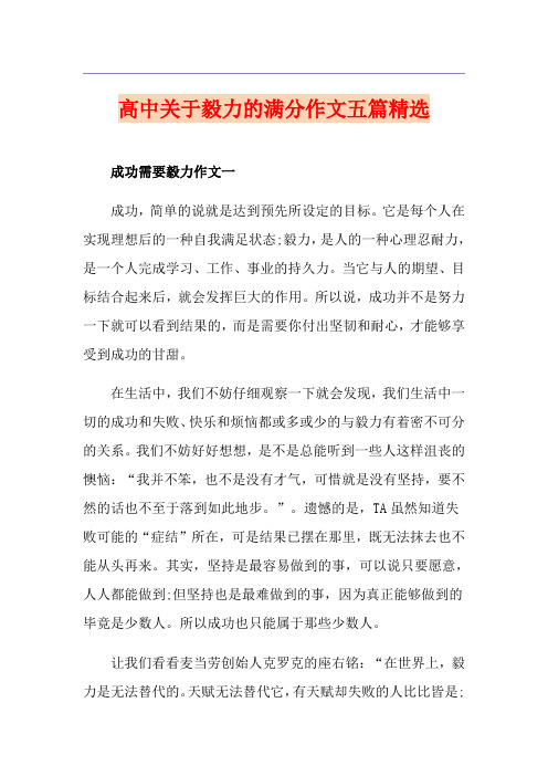高中关于毅力的满分作文五篇精选