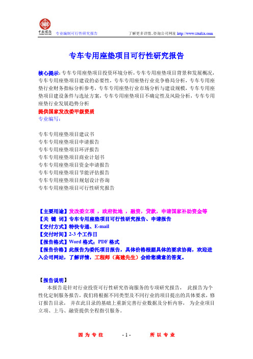 专车专用座垫项目可行性研究报告