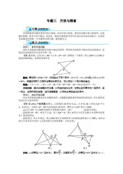 2013版中考总复习数学(人教版 全国通用)专题讲练 专题三 开放与探索(含解析